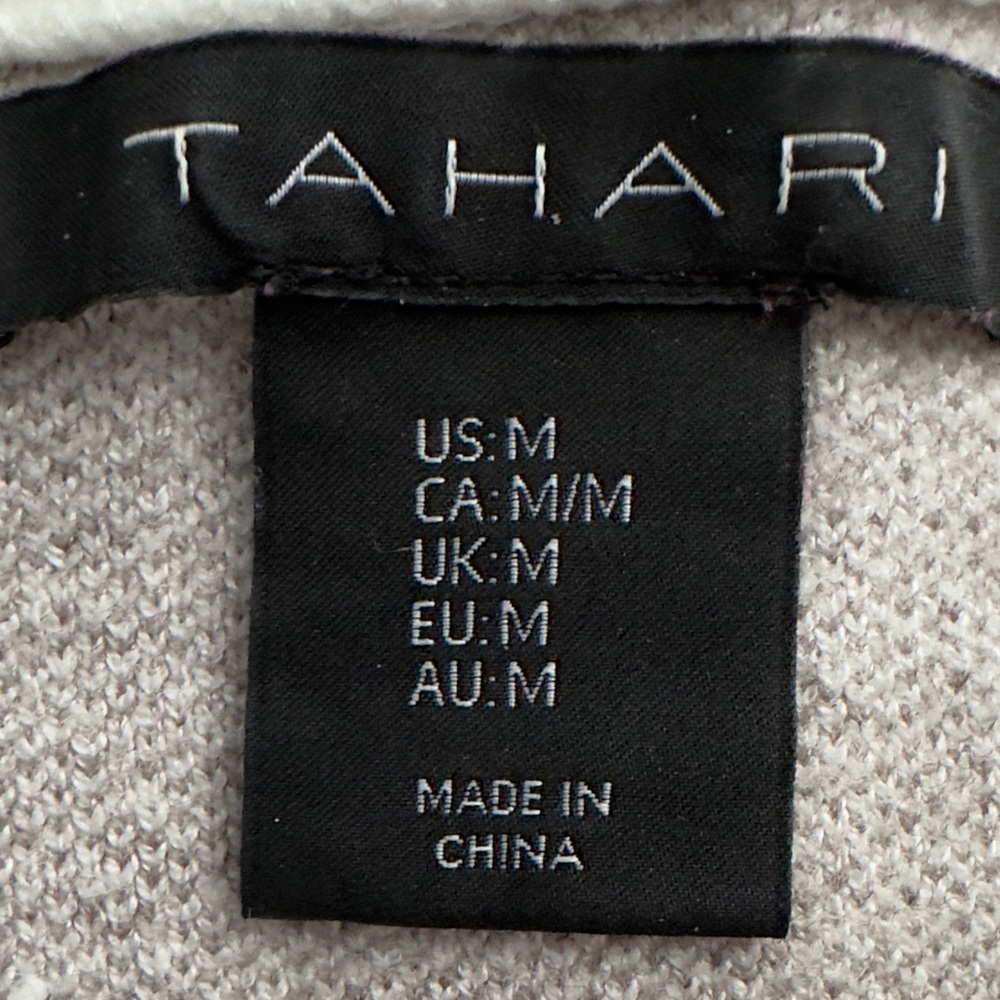 Tahari Gray and Cream Scoop neck Sweater with Windowpane Pattern - Picture 2 of 3